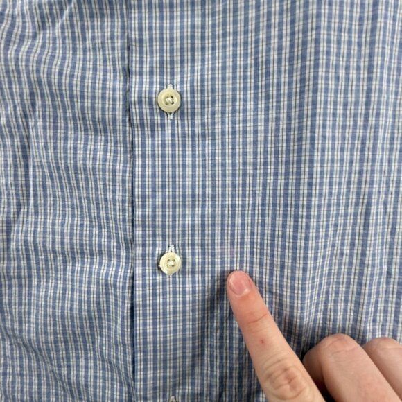 Gitman Bros USA XL Cotton Check Blue American Button Up Long Sleeve Shirt Men - Picture 10 of 16